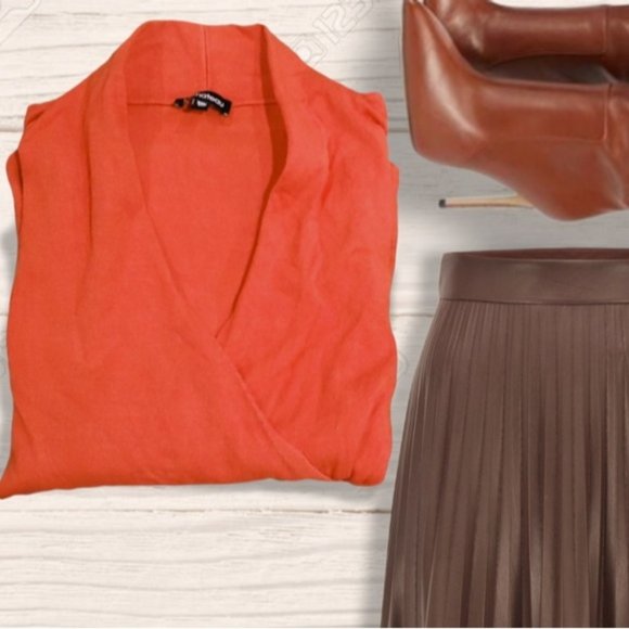 Vintage Le Chateau High Collar Surplice Wrap Knit Top In Scalet Red - Picture 4 of 16